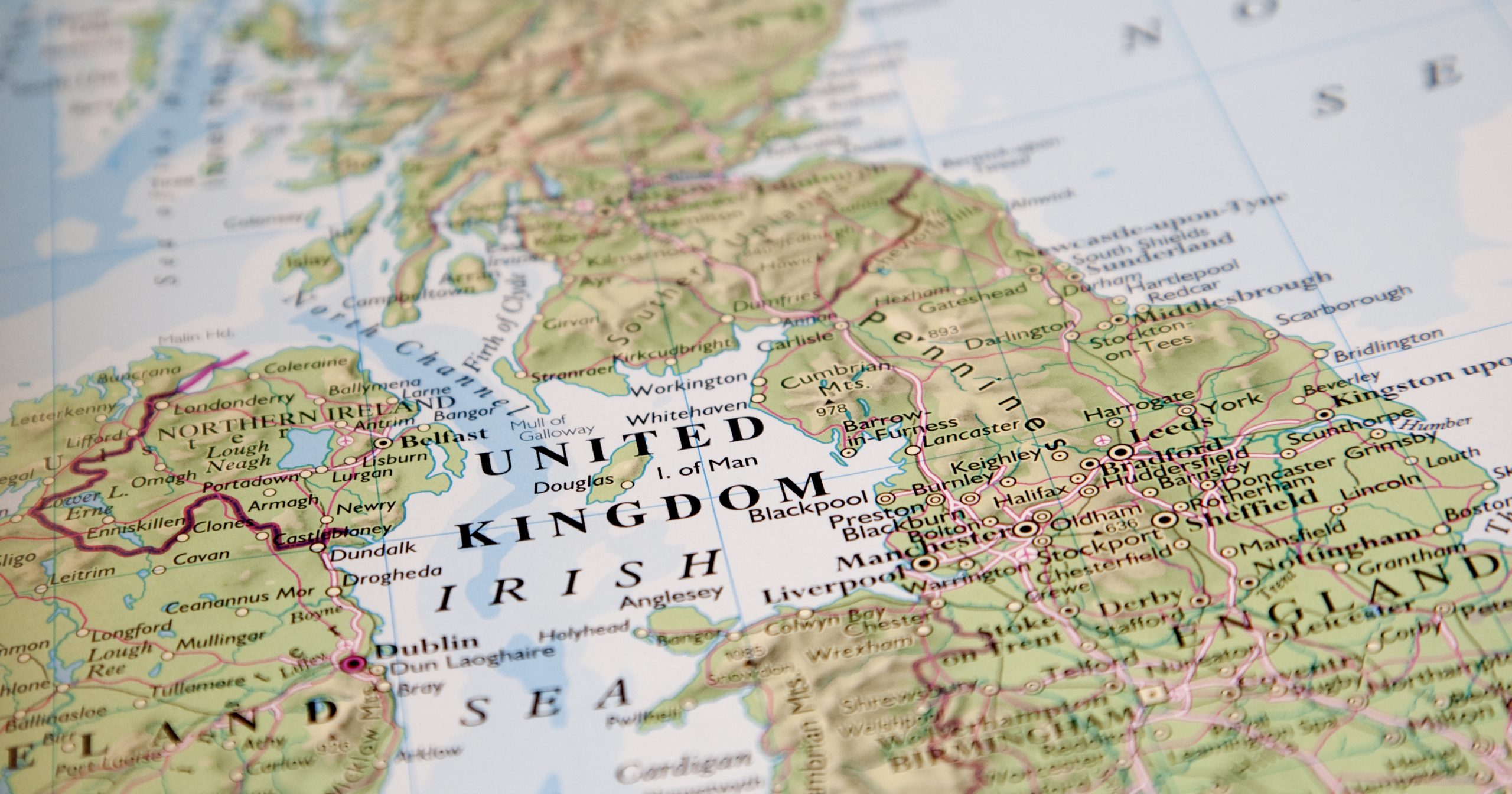 Picture of a map focused on the words United Kingdom