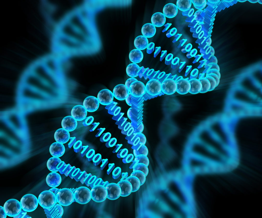 DNA Helix with binary code