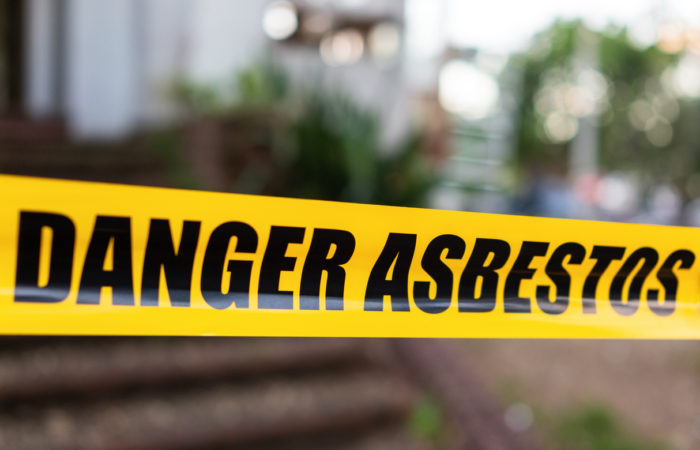 Danger Asbestos warning tape barrier