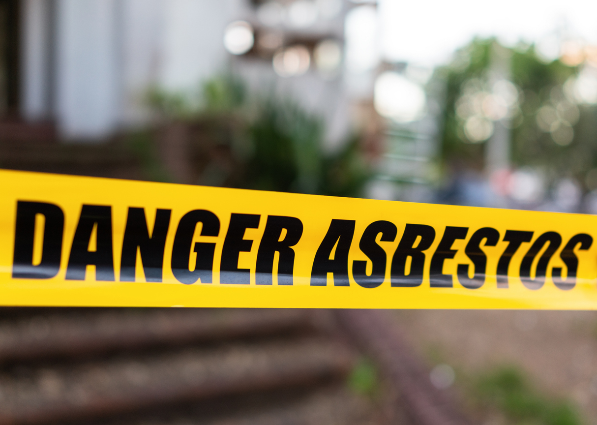 Danger Asbestos warning tape barrier