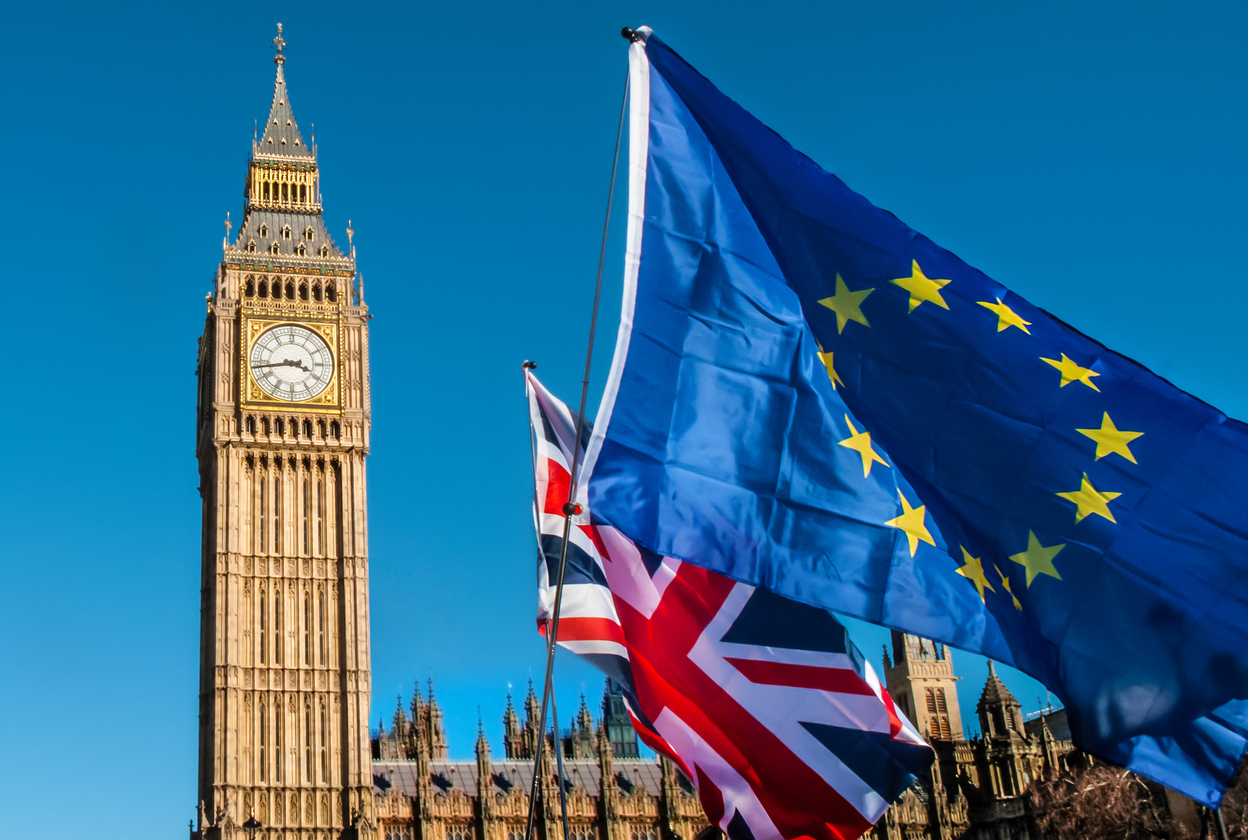 EU & UK flags in front of Big Ben
